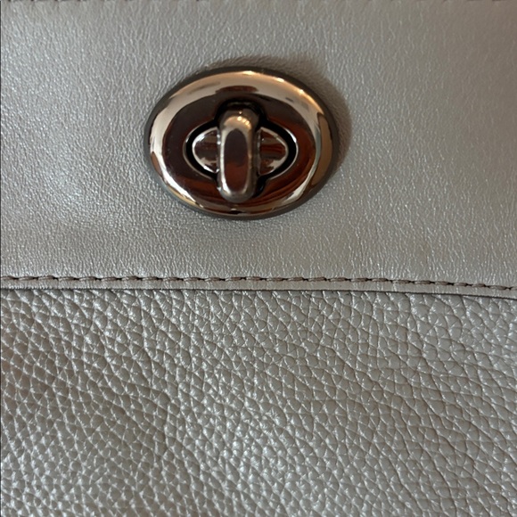 Coach Leather and Suede Shoulder Bag in Dove Gray with Gun Metal Hardware - Picture 10 of 16